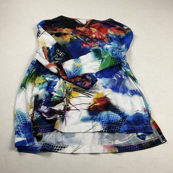 Ali Miles Knit Top Abstract Wearable Art Colorful Casual Blouse 3/4 Sleeve PM - Picture 9 of 10